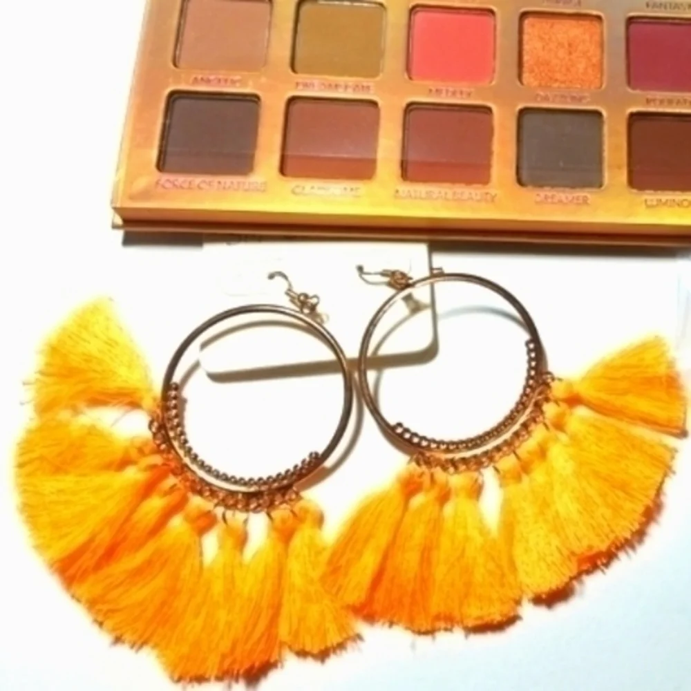 Tangerine Tassel Hoops & Nude Palette Bundle